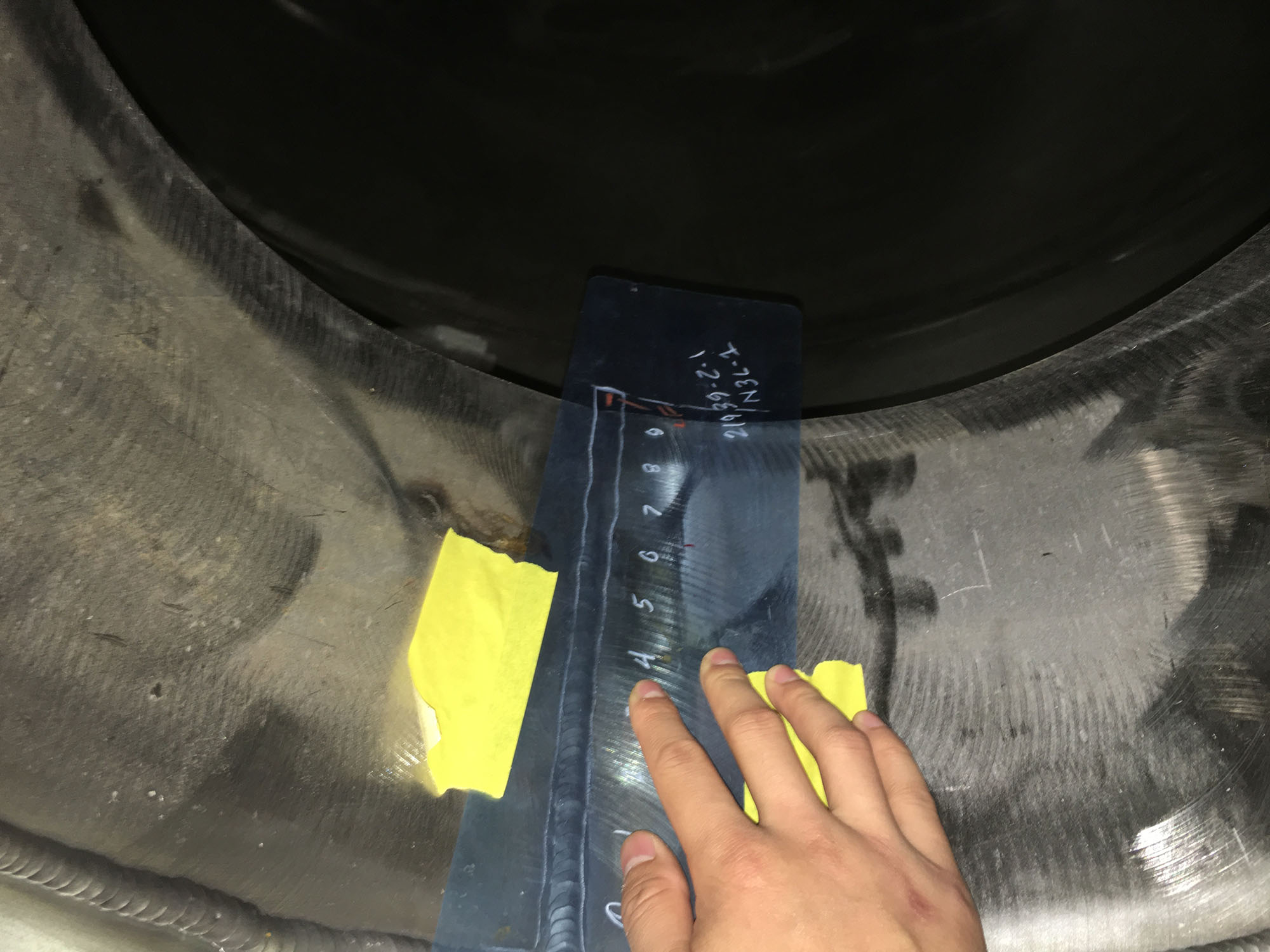 Checking X-Ray Film against Long Seam Weld