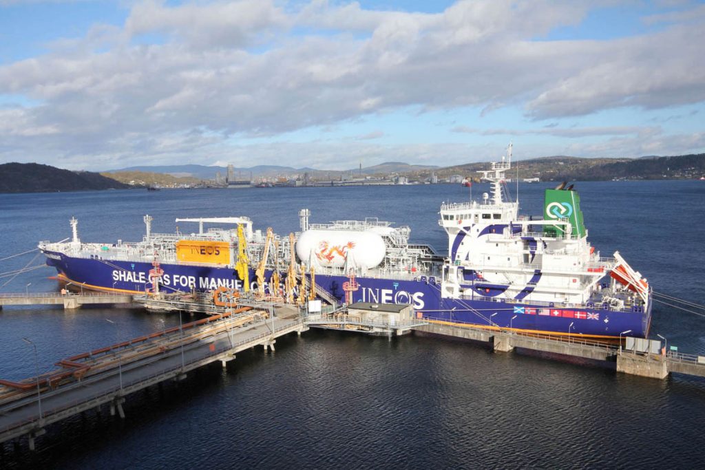 INEOS Dragon Class Ship with Cold Storage Tanks
