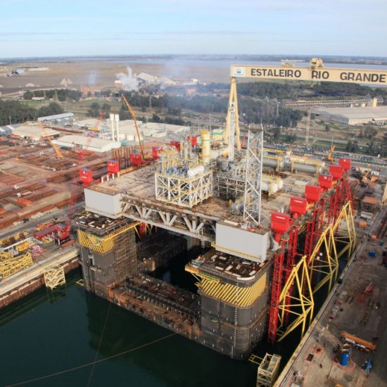 Petrobras P-55 platform under construction ast shipyard